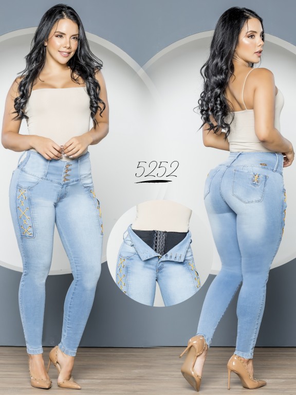 Jeans Levantacola Colombiano Con Faja 
